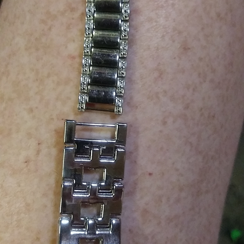 Bebe Rhinestone & Stainless Steel Sparkly Watch For Small Wrist W/Extra Links - Picture 14 of 14